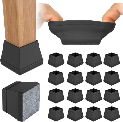 16 PCS Square Chair Leg Floor Protector, Silicone Chair Leg Cover, Furniture Leg Protectors with