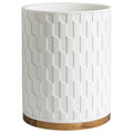 Allure Home Creation Sarasota Resin with Wood Accent Wastebasket Trash Can Compact Size, White