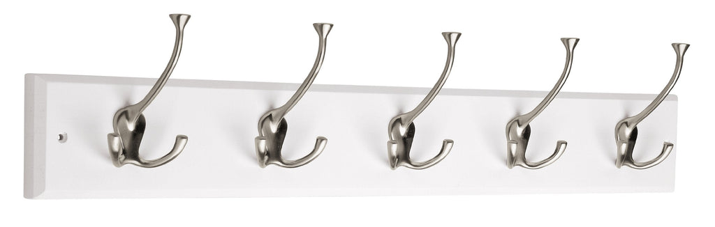 Liberty Hardware 129848 Wall Mounted Coat Rack with 5 Decorative Hooks, 27-Inch, Satin Nickel and