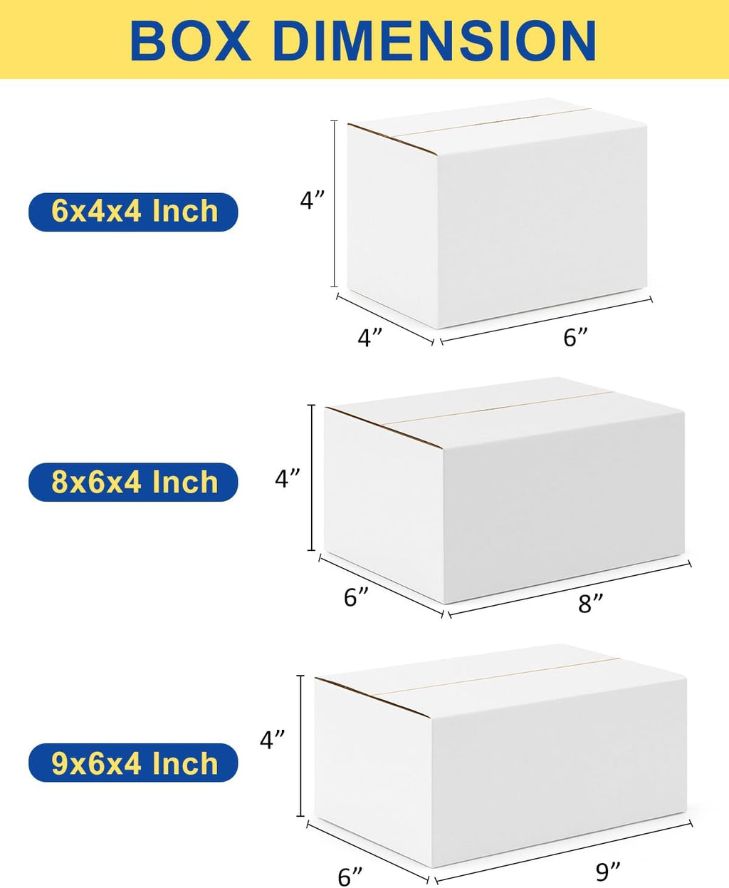 Assorted-Sizes-Shipping-Boxes-45-Pack: 6x4x4 & 8x6x4 & 9x6x4 Small-Shipping-Boxes-Mailers, White