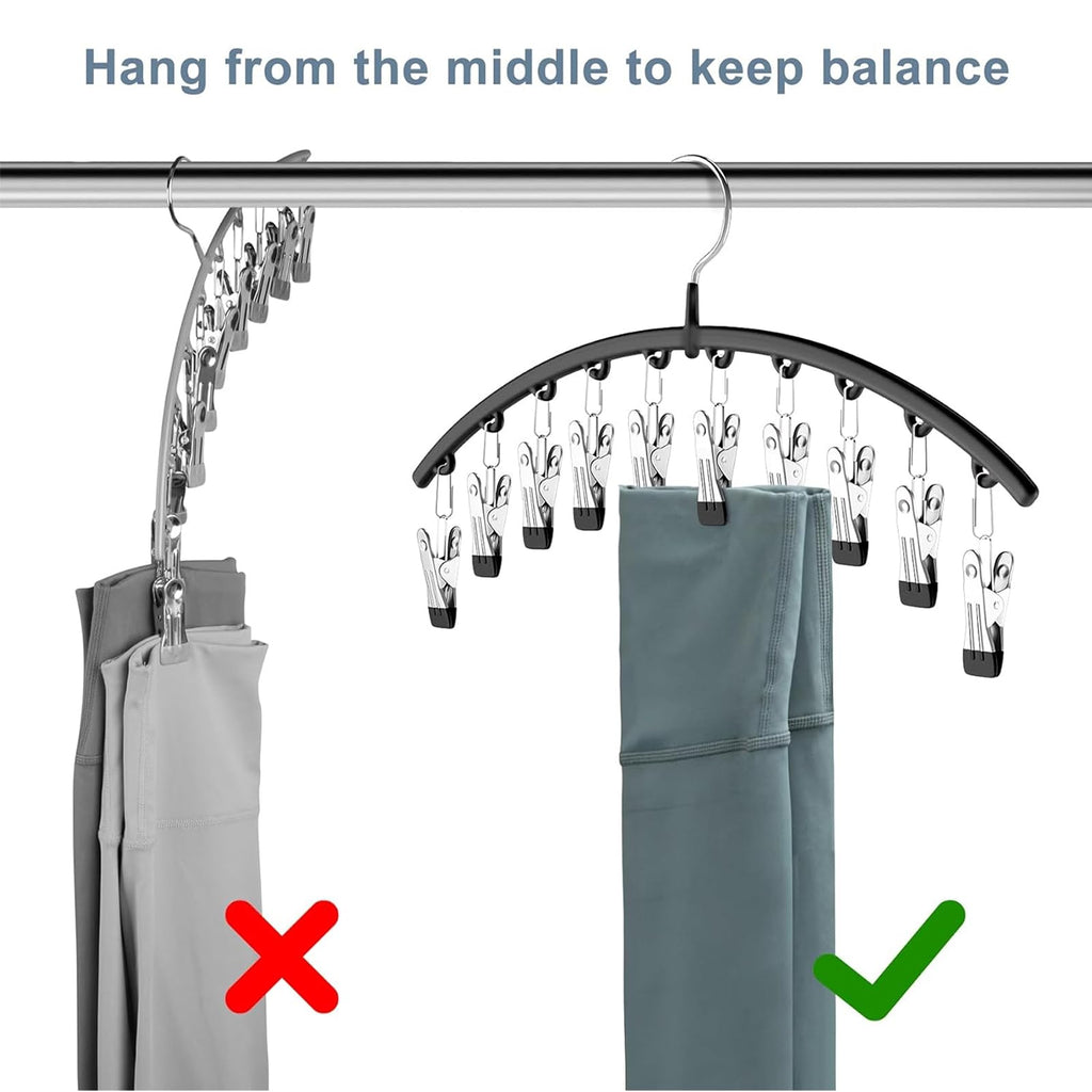 Volnamal Legging Organizer for Closet,2 Pack Metal Yoga Pants Hangers w/10 Clips Hold 20