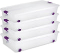 Sterilite 4-Pack 60 Quart ClearView Latch Box, Wheeled Underbed Organizer Bins with Latching Lids