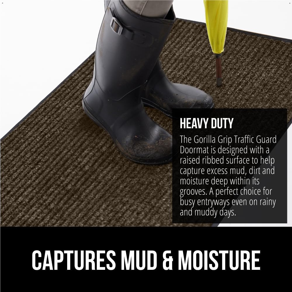 GORILLA GRIP Traffic Guard Door Mat, 72x48, Heavy Duty Welcome Mats, Commercial Office Space