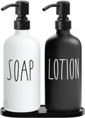 MOMEEMO Glass Soap Dispenser with Stainless Steel Pump, Contains Lotion Dispenser, Hand Soap