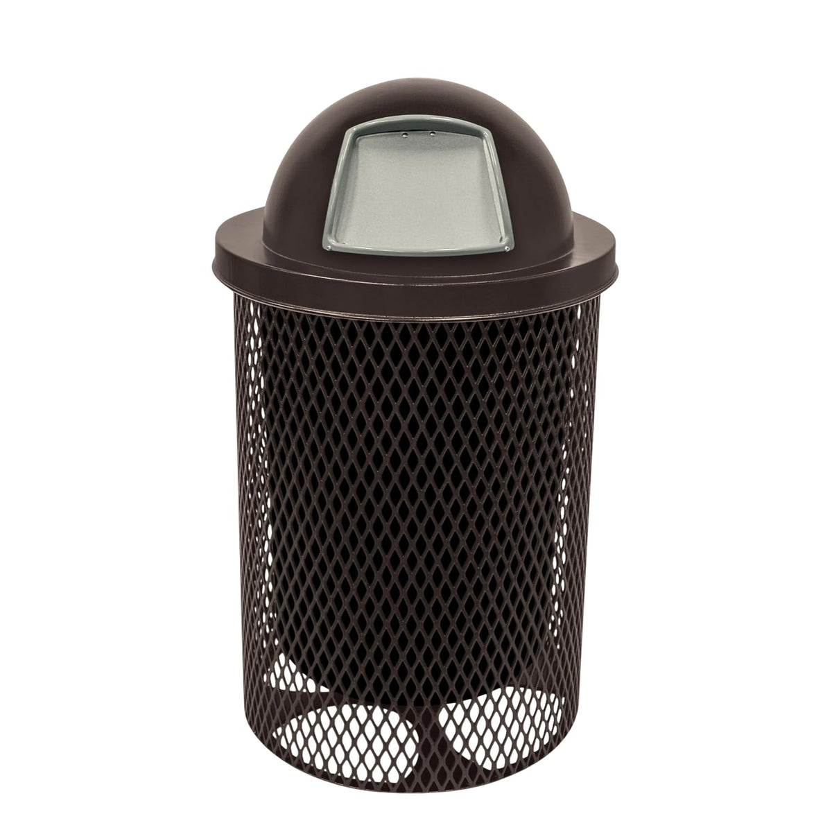 COATEDOUTDOORFURNITURE RDT-BRW Heavy Duty 32 Gallon Round Trash Receptacle, Liner Included, Brown