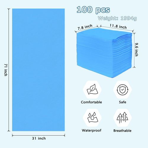 100Pcs Disposable Massage Table Sheets 31" x 71" Non-Woven Fabric Disposable Bed Sheets SPA Bed