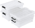 4 Packs Under Bed Storage Containers with Clear Lid, Large Stackable Plastic Latching Bins with