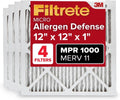 Filtrete 12x12x1 AC Furnace Air Filter, MERV 11, MPR 1000, Micro Allergen Defense, 3-Month Pleated