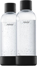 Mysoda Carbonating Bottles 2Pck 1L - Compatible with MySoda and any brands - Lid and Base Made of