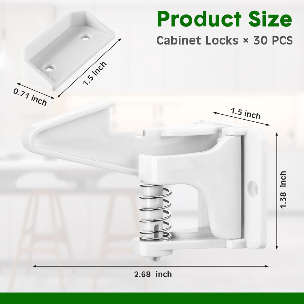 Tuanse 30 Pcs Cabinet Locks Invisible Safety Drawer Latches with Screws Self Adhesive Cabinet