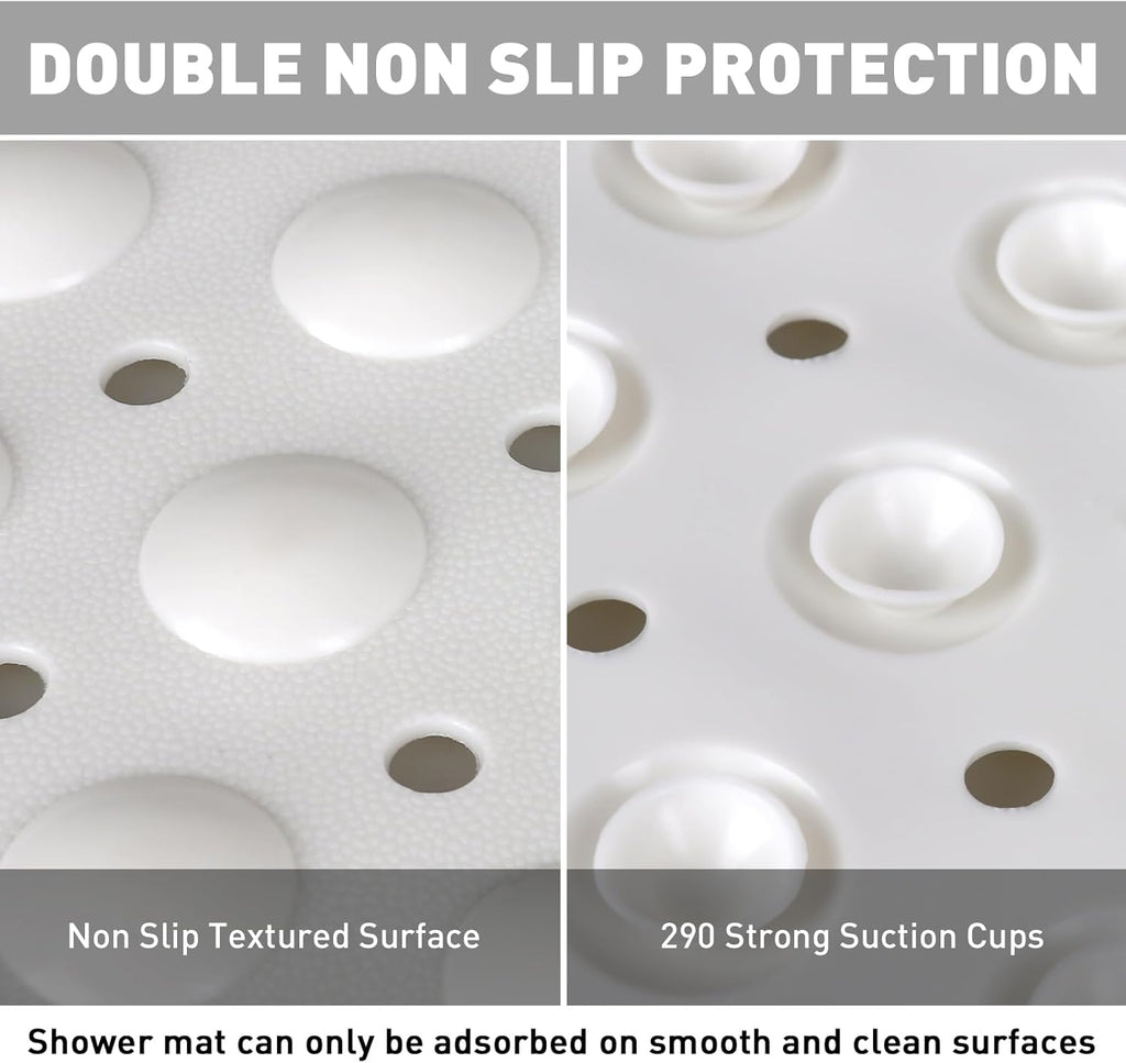 Shower Mat Non Slip: 35.4 x 23.6 Inch Extra Large TPE Shower Mats for Inside Shower - Anti Slip