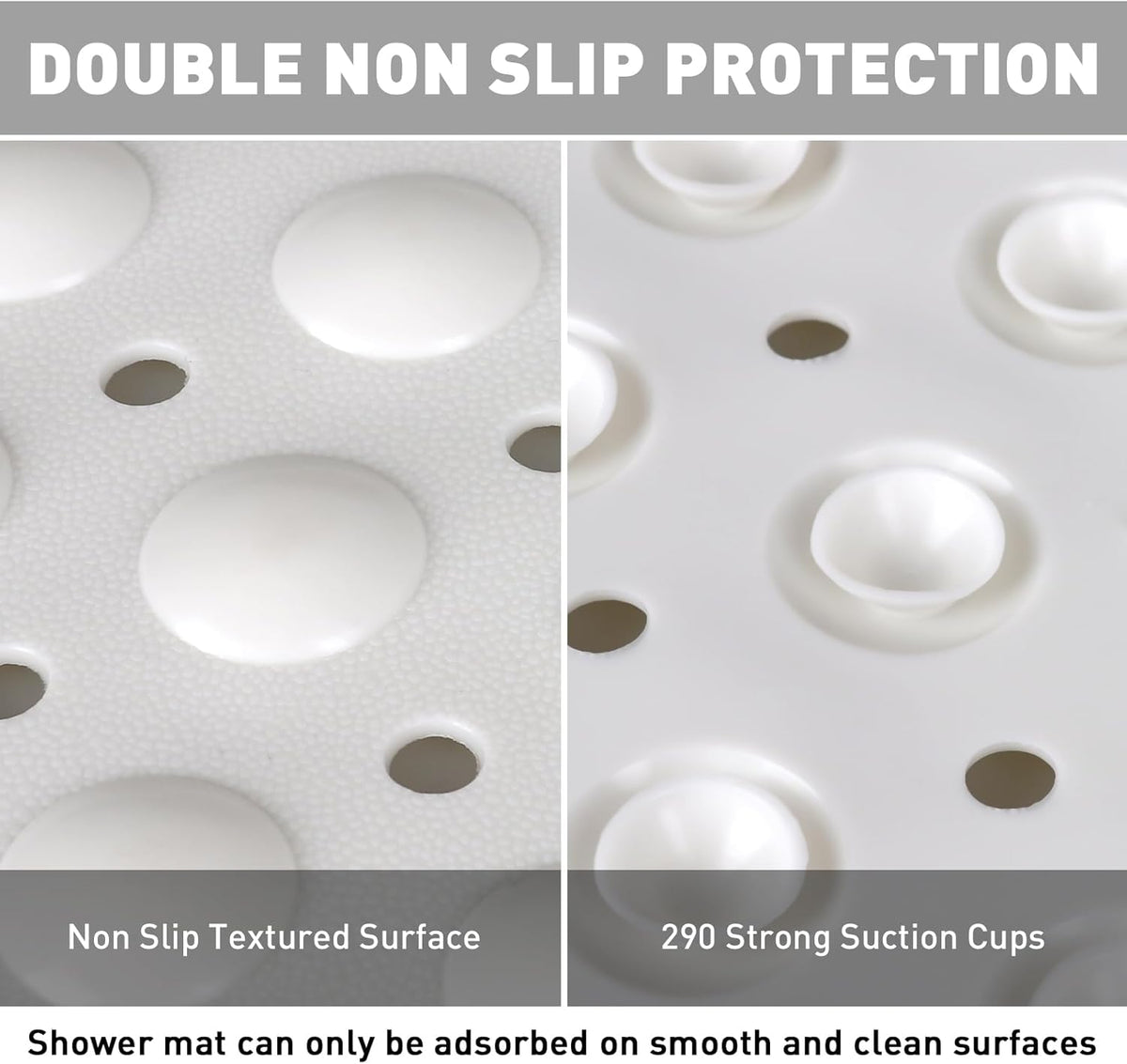 Shower Mat Non Slip: 35.4 x 23.6 Inch Extra Large TPE Shower Mats for Inside Shower - Anti Slip