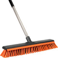 18" Push Broom Outdoor with Rubber Squeegee,Heavy Duty Broom Brush with Handle,Stiff Bristles for
