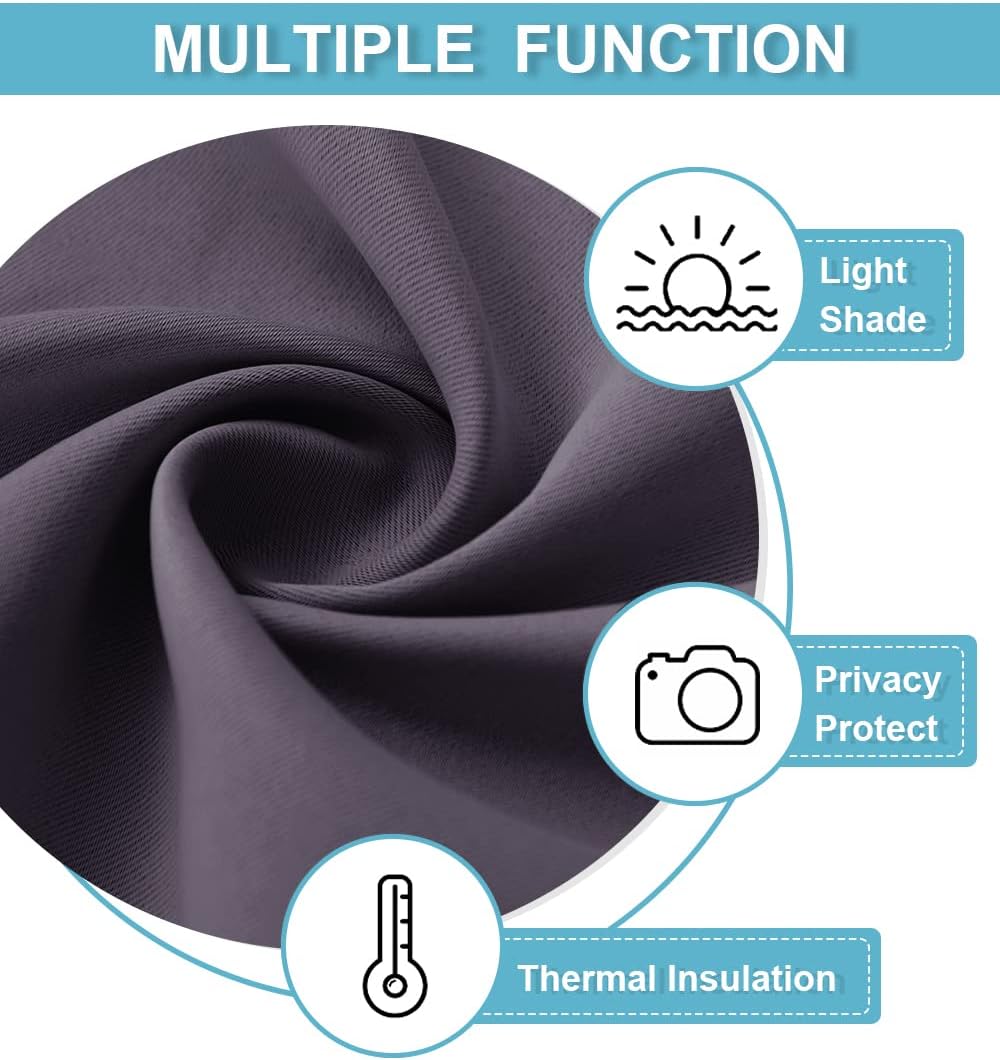 RYB HOME Bedroom Curtains Blackout - Light Block Energy Efficiency Small Window Treatment Drapes