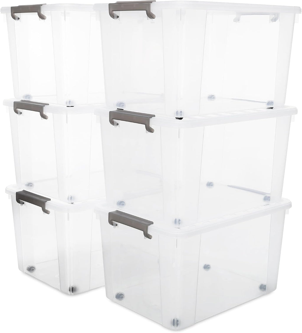Citylife 6 Packs 69 QT Plastic Storage Bins with Lids Large Stackable Storage Containers for