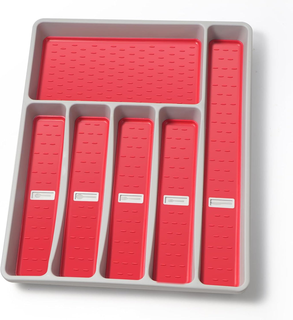 Silverware Organizer with Cutlery Icons，Silverware Tray for Kitchen Drawer，Plastic Flatware