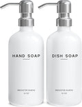 White Glass Hand and Dish Soap Dispenser Set by Brighter Barns - Modern Kitchen Soap Dispenser Set