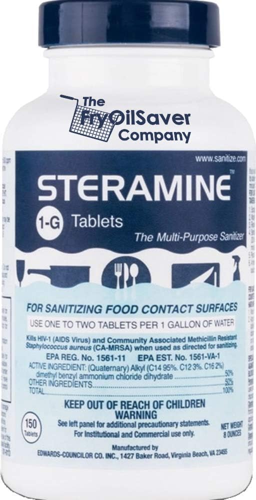 4 Bottles Steramine Sanitizer Tablets - 15x QT-10 Test Strip - Multi Purpose Sanitizing Tablets for