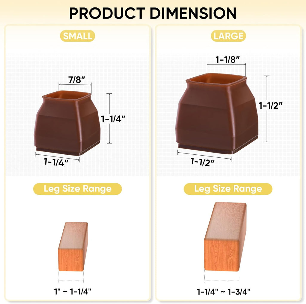 BALEINE 32 Pack Silicone Chair Leg Floor Protectors, Stool Leg Protectors Cap, Non-Slip Chair Leg