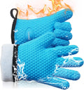 Kitchen Oven Gloves - Dual-Layer Heat Resistant Grilling Gloves, Silicone Oven Mitts with 5