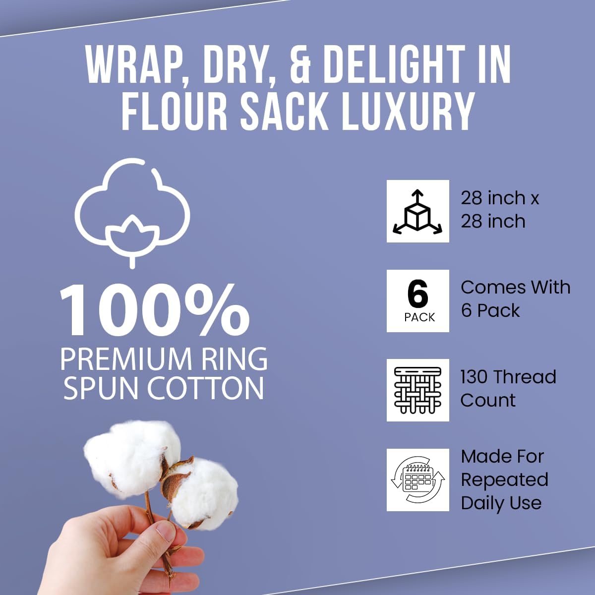 Flour Sack Towels| Tea Towel for Crafts| Kitchen Dish Cotton Blank Towel for Embroidery|Baking