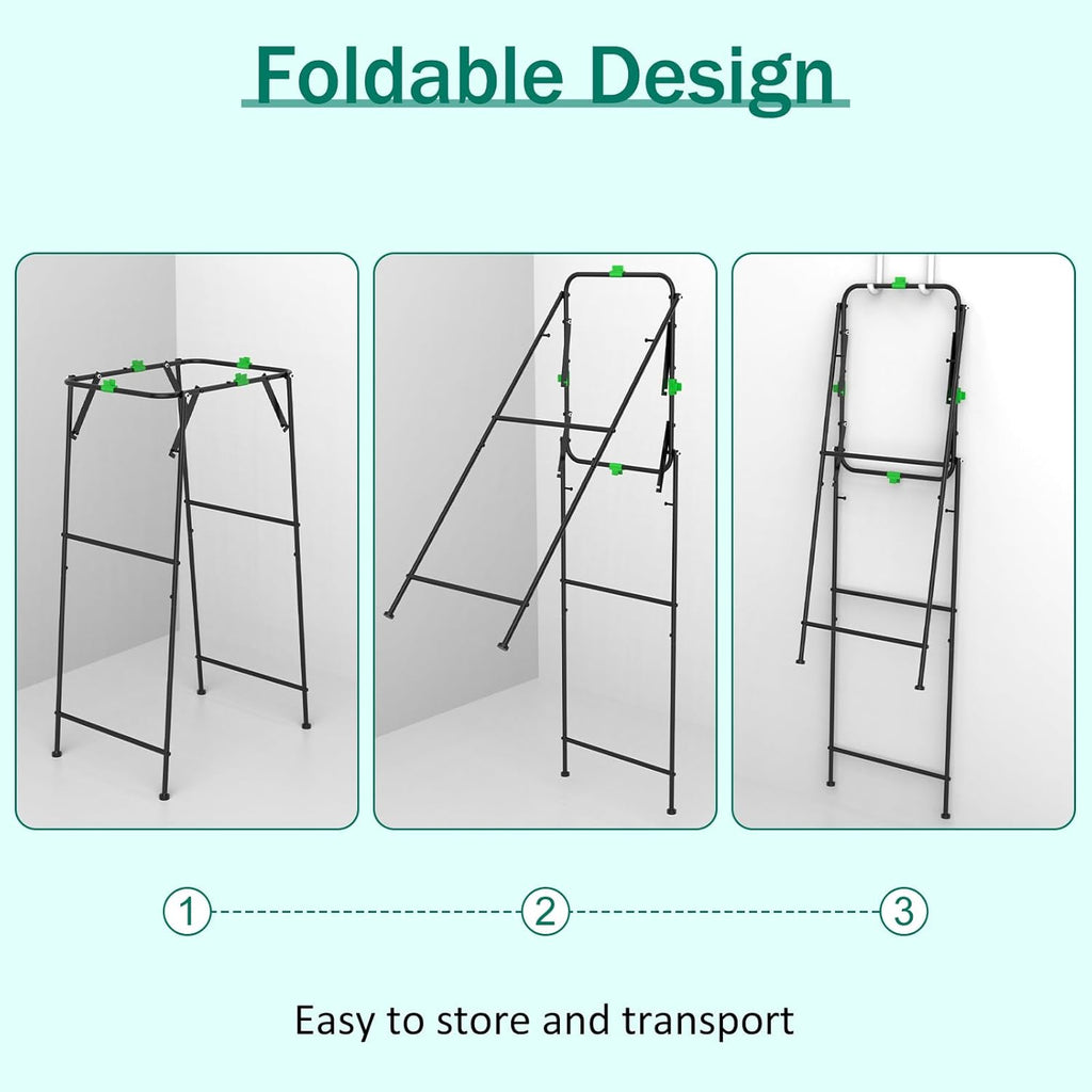 Foldable Trash Bag Holder Stand, Garden Garbage Bag Holder Frame Holds 30-55 Gallon Bags, Portable