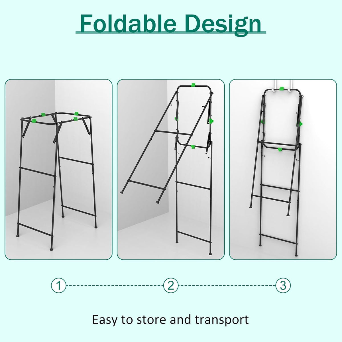 Foldable Trash Bag Holder Stand, Garden Garbage Bag Holder Frame Holds 30-55 Gallon Bags, Portable