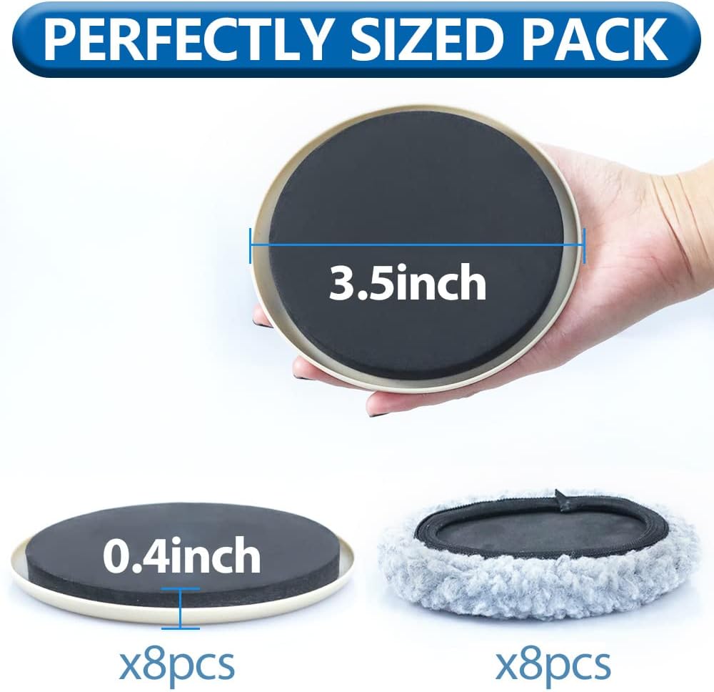 Furniture Sliders, Multi-Surface 2-in-1 Reusable Sliders for Carpet & Hardwood Floors, 8 Pack 3