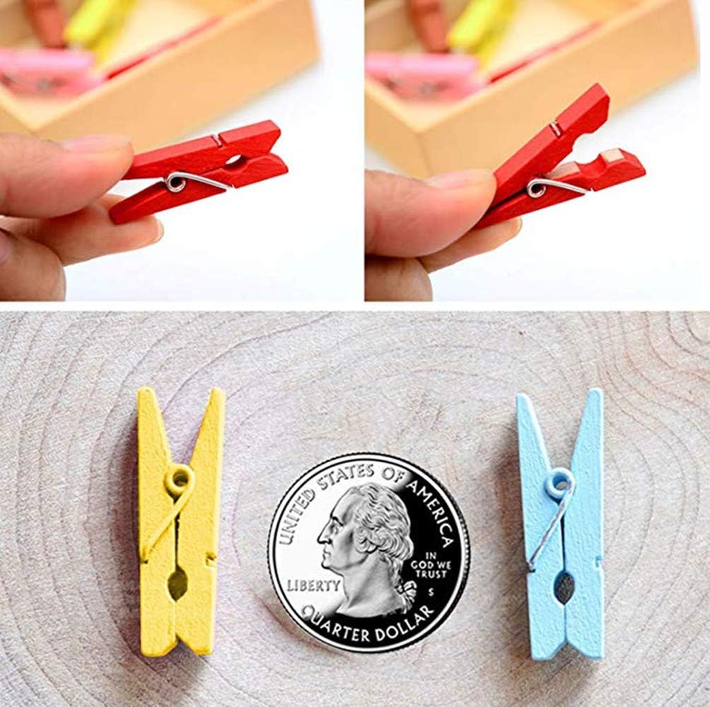 DurReus Tiny Wood Clips Travel Clothespins Miniature Clothes Pins for Wedding Arts Crafts Ornaments