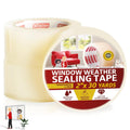XFasten Transparent Window Weather Stripping Tape 2”x30yds (3-Pack Total 90yds), No Residue
