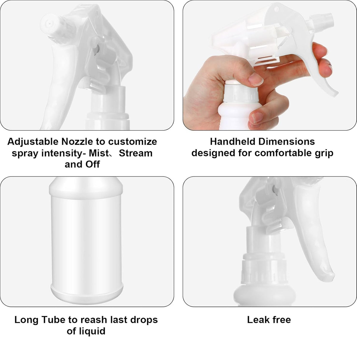 Eccliy 12 Pcs 16 Oz Plastic Spray Bottle, Adjustable Empty Reusable Sprayer for Cleaning, Planting
