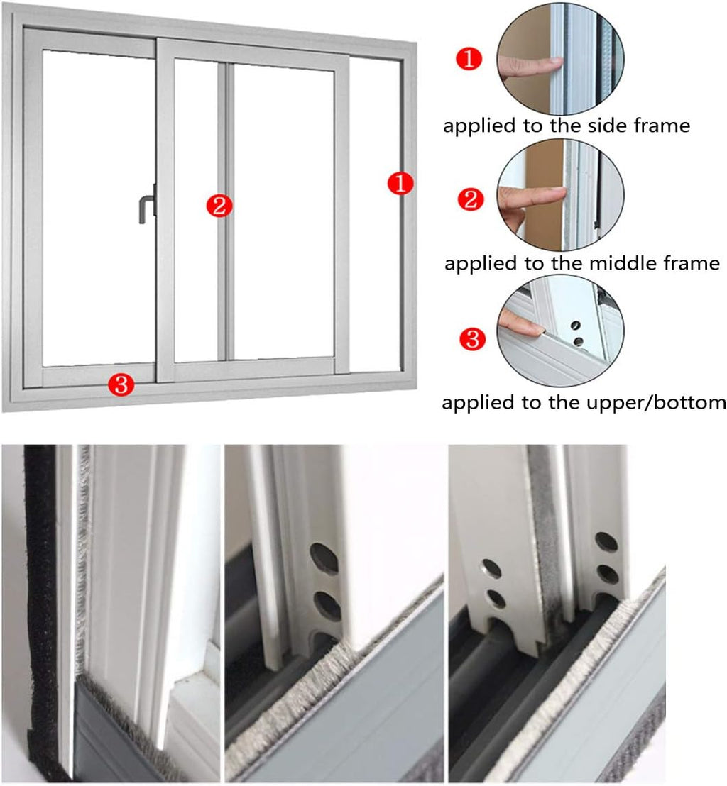 Brush Weather Stripping for Windows/Doors Frame Side, Pile Self Adhesive Weatherstrip Seal Strip