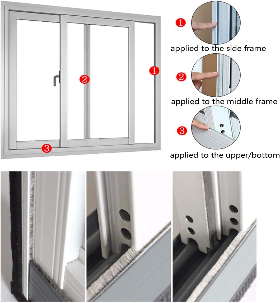 Brush Weather Stripping for Windows/Doors Frame Side, Pile Self Adhesive Weatherstrip Seal Strip