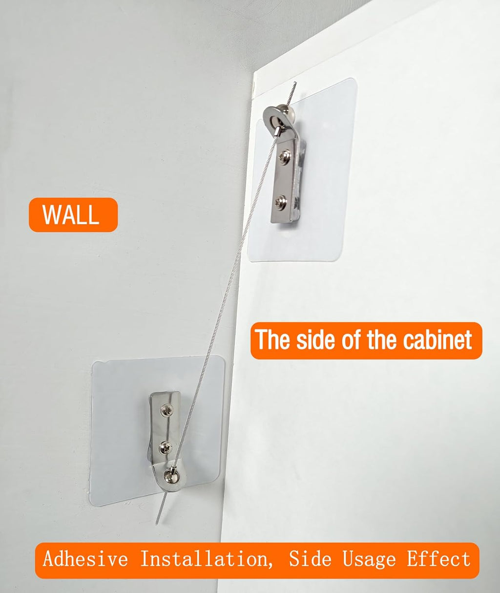 Furniture Anchors 4 Pairs No Drill Heavy Duty Anchors Fridge Lock Adjustable Self-Adhesive Safety