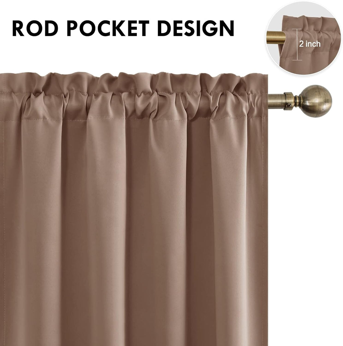 DWCN Blackout Curtains Room Darkening Thermal Insulated Bedroom Curtains Window Curtain Panels, 52
