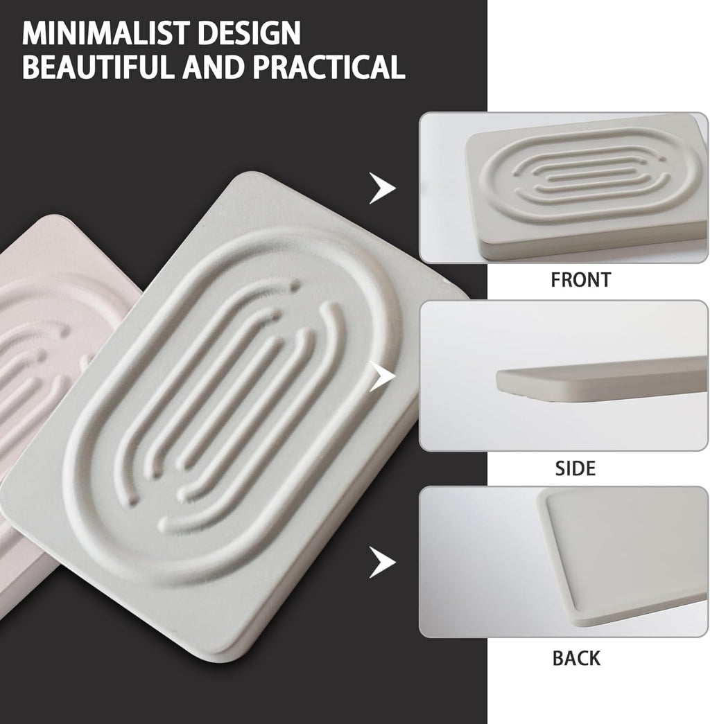 Diatomite Soap Dish for Kitchen Organizer, Quick Dry Sink Caddy Holder for Sponge, Brush