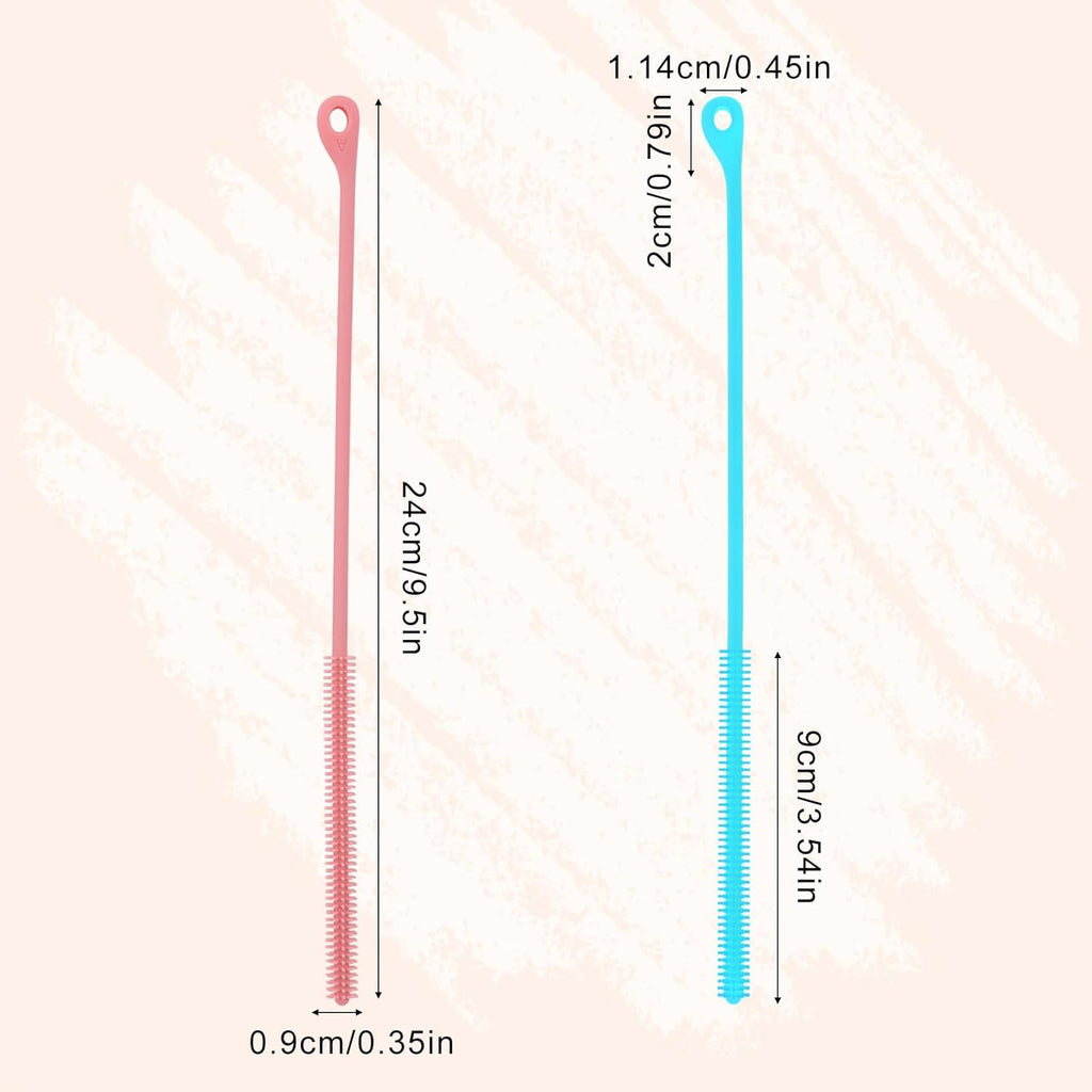 2pcs Silicone Straw Cleaner Brush, 9.44in Extra Long Reusable Straw Brush for Stanley, Metal, Glass