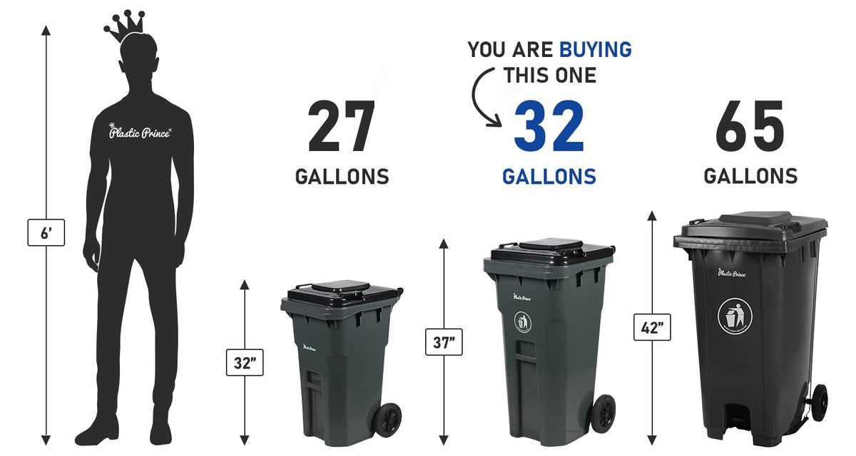 32 Gallon Trash Can Lid Outdoor Trash Can with Lid and Wheels Heavy-Duty Trash Bin for Outside