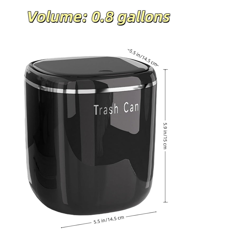 0.8 Gallon Desktop Mini Trash Can with Push-Open Lid, Small Waste Baskets Includes 50 Free Bags