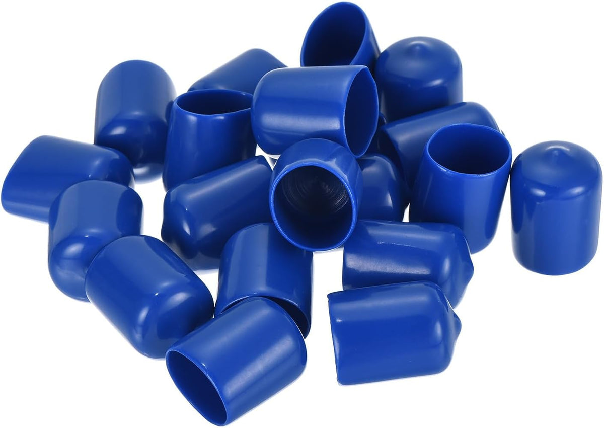 uxcell 20pcs Rubber End Caps 16mm ID Vinyl Round Tube Bolt Cap Cover Screw Thread Protectors Blue