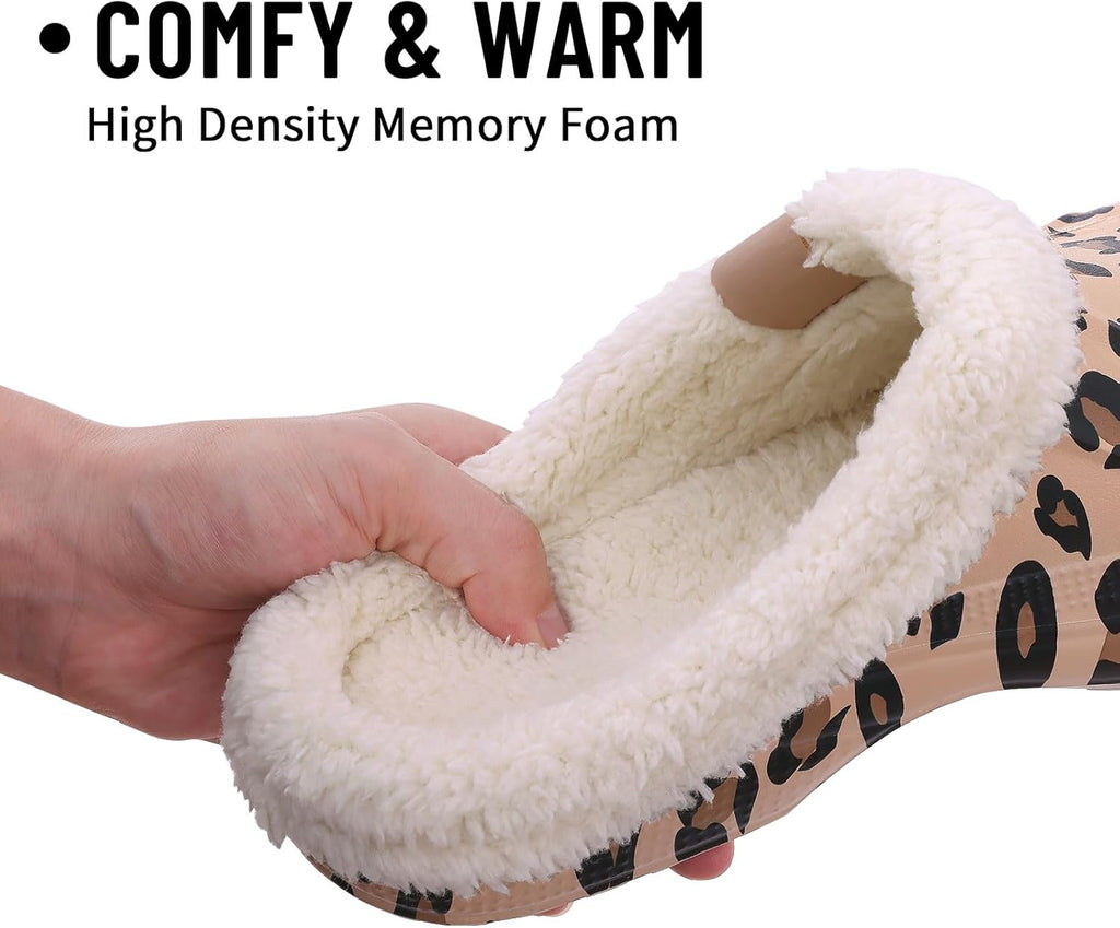 Beslip Classic Fur Lined Clogs Waterproof Winter Fuzzy Slippers for Women Men Indoor and Outdoor