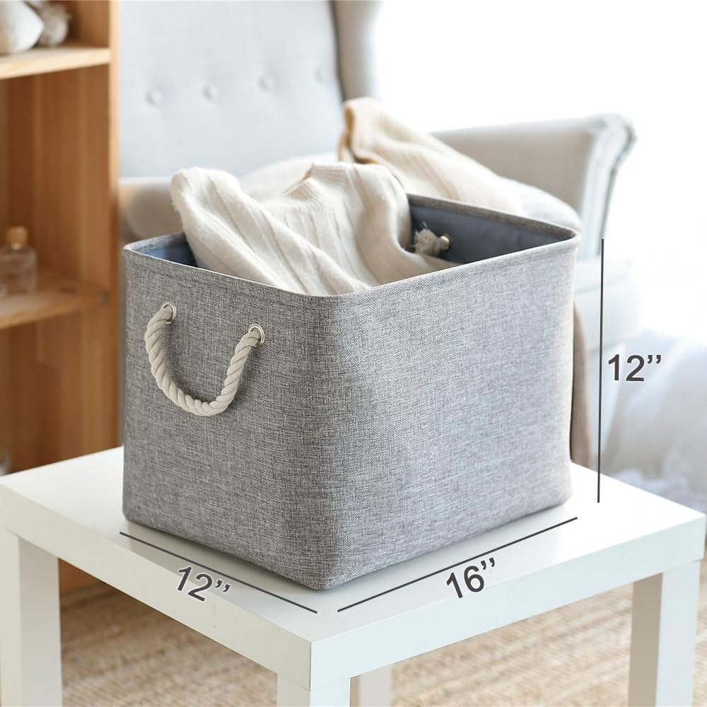 TcaFmac Organization and Storage Basket for Organizing - Large 2 Pack 16x12x12 inch Fabric Storage