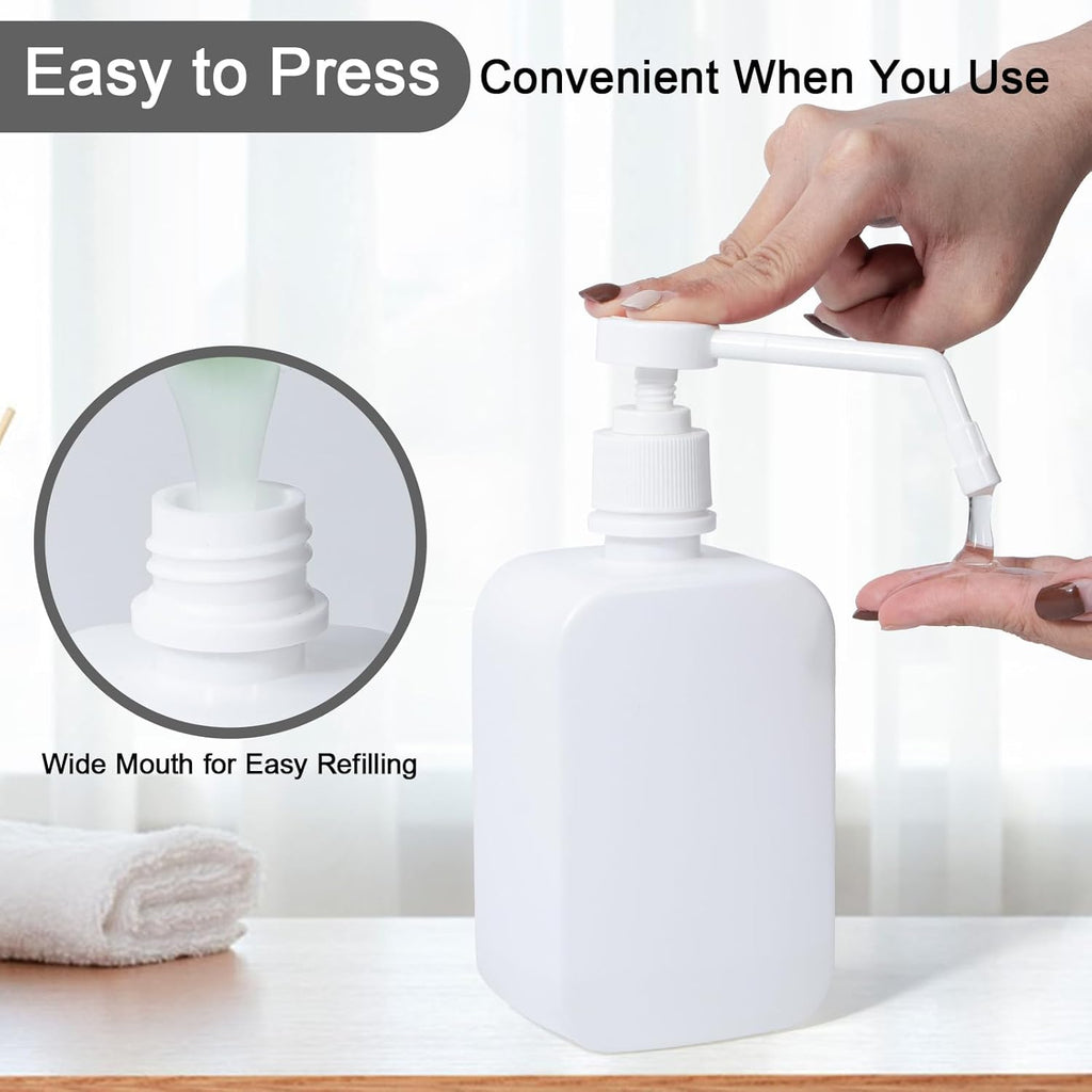 Pump Bottles Dispenser 16.9oz/500ml, 4 Pack Empty Plastic Hand Soap Shampoo Bottles, Refillable