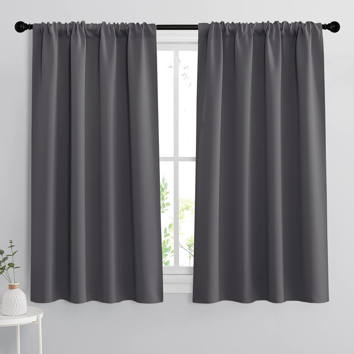 RYB HOME Curtains for Bedroom 63 inches Long, Blackout Thermal Insulating Window Treatment Drapes