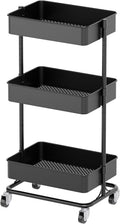 3 Tier Modern Metal Rolling Tool Cart with Silent Casters, 17.72×12.40×35.04 inch Heavy Duty