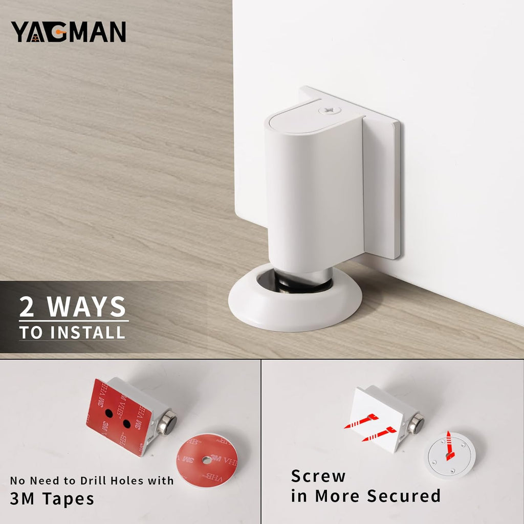 1 Pack Magnetic Door Stoppers Retractable Bottom of Door Holder No Drilling Mount Floor Door Stop