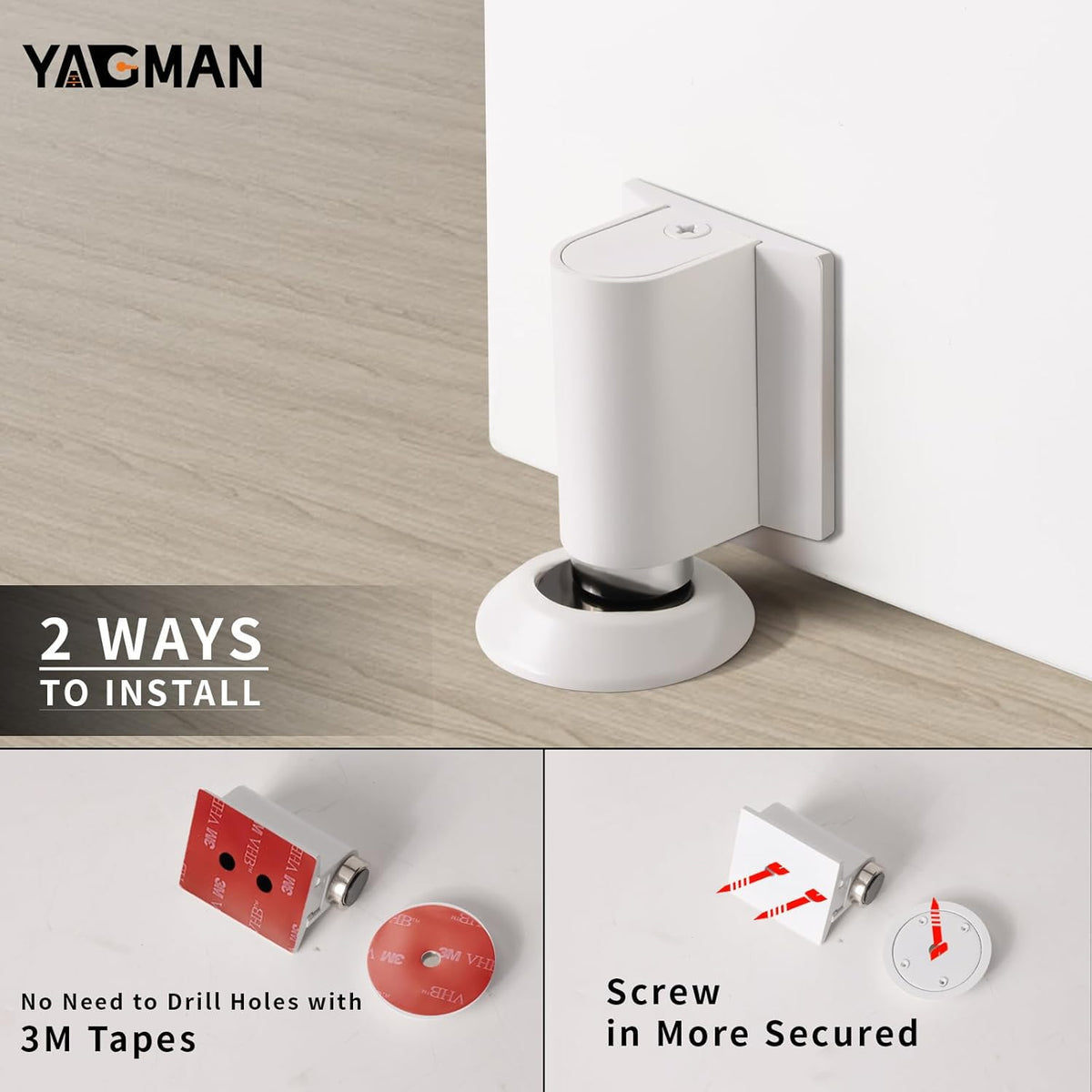 1 Pack Magnetic Door Stoppers Retractable Bottom of Door Holder No Drilling Mount Floor Door Stop