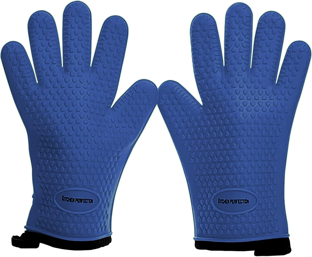 KITCHEN PERFECTION XL Silicone Smoker Oven Gloves-Extreme Heat Resistant BBQ Gloves-Handle Hot Food