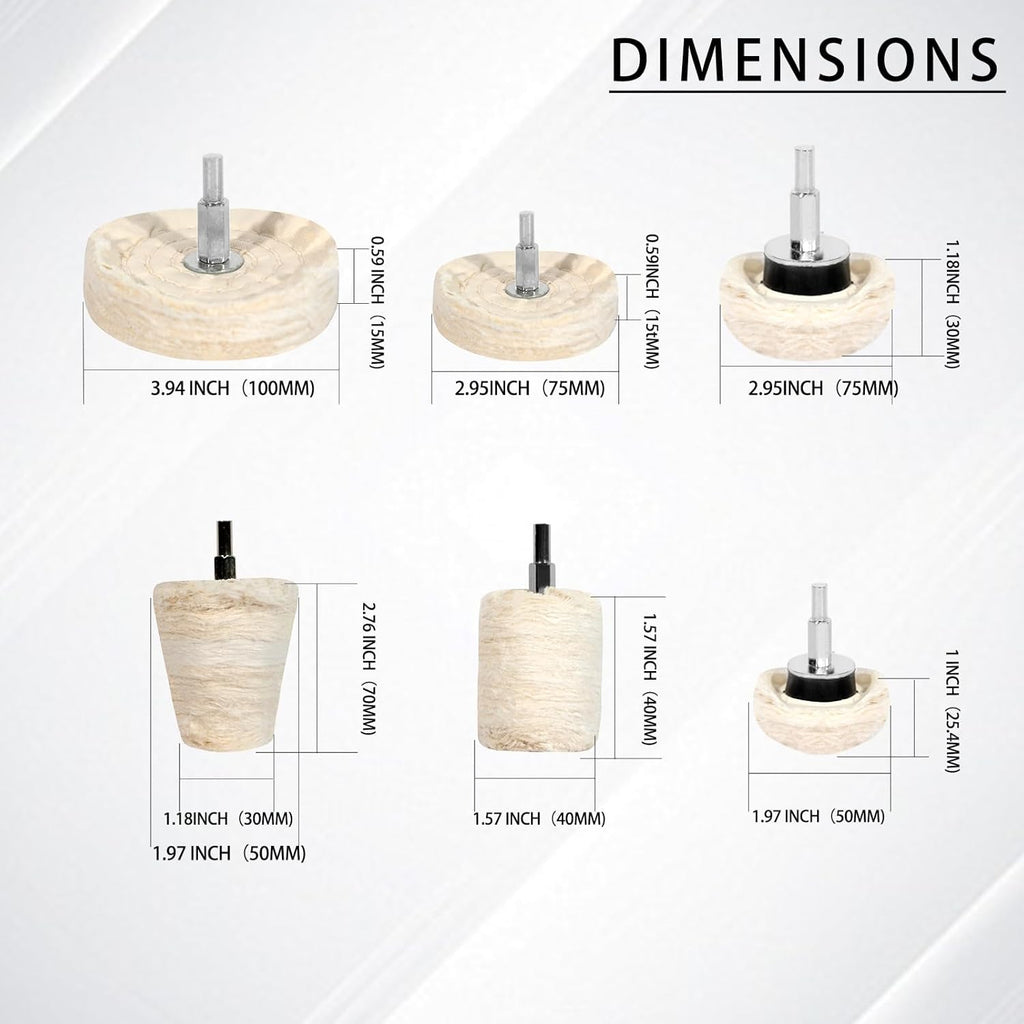 6PCS Buffing Wheels for Drill and 3 PCS Polishing Compounds, Wheel Polishing Kit, Polishing Wheel