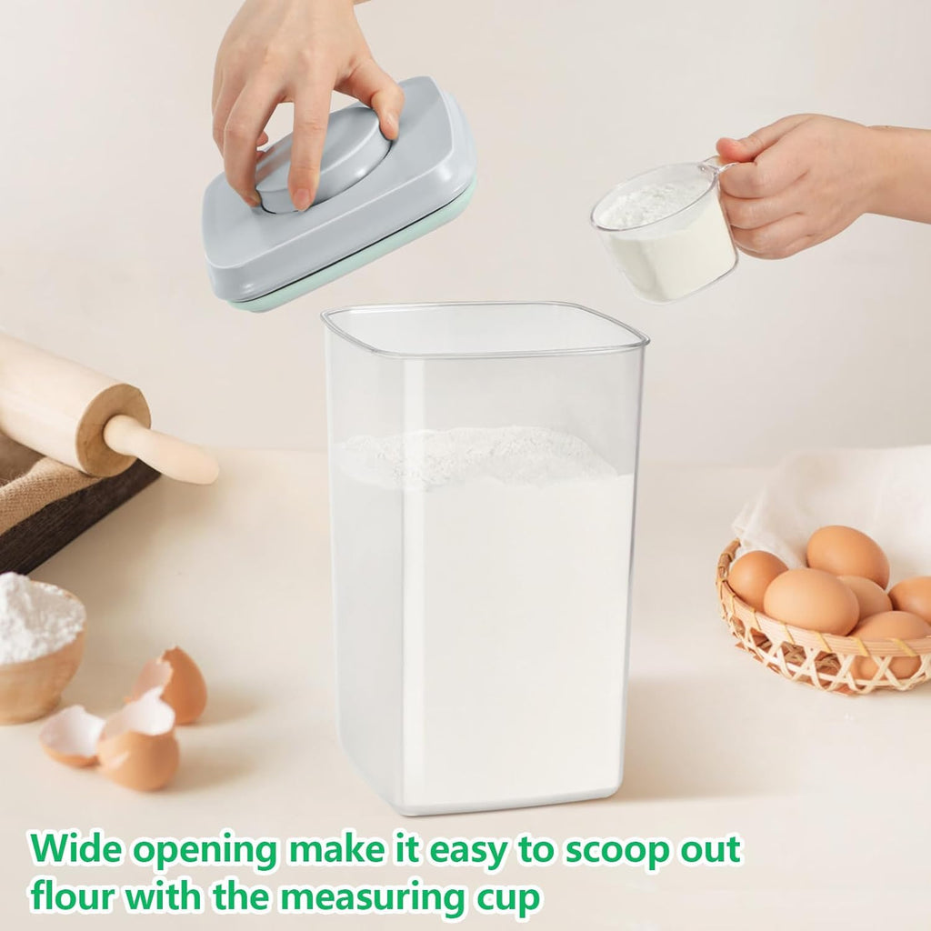 Airtight Flour Rice Storage Container with Pop-up Lid - 4.2 Qt Crystal-Clear Plastic Spaghetti